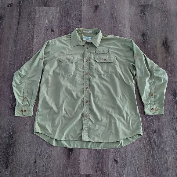 Orviz Buzz Off Insect Repellant Men’s Long Sleeve Button Up Green Shirt XL - Picture 1 of 7